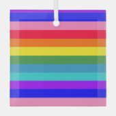 Vette regenboogstrips glas ornament (Voorkant)