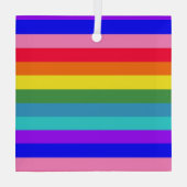 Vette regenboogstrips glas ornament (Achterkant)