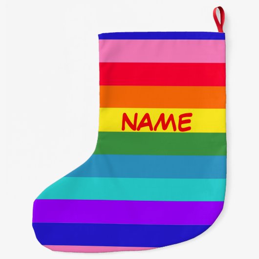 Vette regenboogstrips kerststooking grote kerstsok (Achterkant)