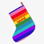 Vette regenboogstrips kerststooking grote kerstsok (Achterkant (Hangend))