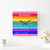 Vette regenboogstrips vierkante klok (Huis)