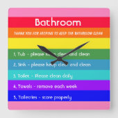 Vette regenboogstrips vierkante klok (Voorkant)