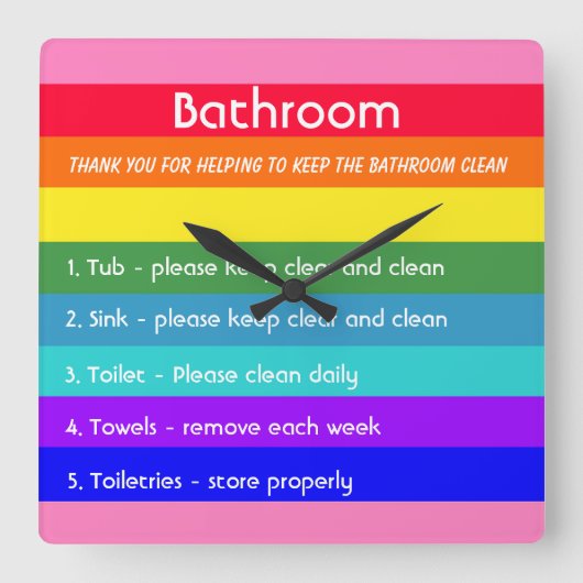 Vette regenboogstrips vierkante klok (Voorkant)