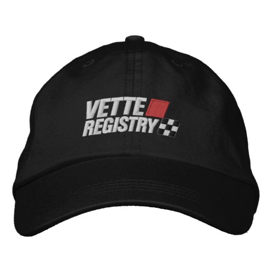Vette Registry Logo Geborduurde Donkere Hoed Pet (Voorkant)