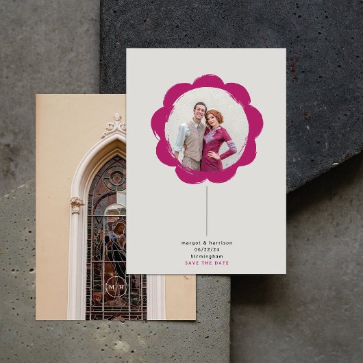 vette retro geschilderde bloem kader kerk foto save the date