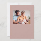 Vette retro hallo schattige foto roze geboorte aankondiging (Achterkant)