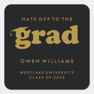 VETTE RETRO HATS AFGELOPEN MET DE GRAD AFSCHOLINGS VIERKANTE STICKER