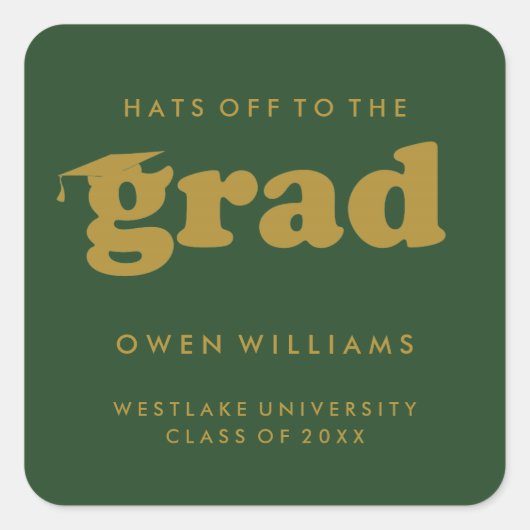 VETTE RETRO HATS AFGELOPEN MET DE GRAD AFSCHOLINGS VIERKANTE STICKER (Voorkant)