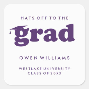 VETTE RETRO HATS AFGELOPEN MET DE GRAD AFSCHOLINGS VIERKANTE STICKER