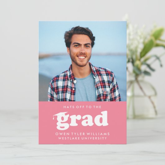 VETTE RETRO PETTEN UIT NAAR HET AFSTUDEERDER FOTO KAART (Staand voorkant)