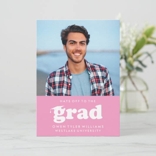 VETTE RETRO PETTEN UIT NAAR HET AFSTUDEERDER FOTO  KAART (Staand voorkant)