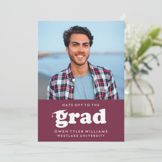 VETTE RETRO PETTEN UIT NAAR HET AFSTUDEERDER FOTO  KAART (Staand voorkant)