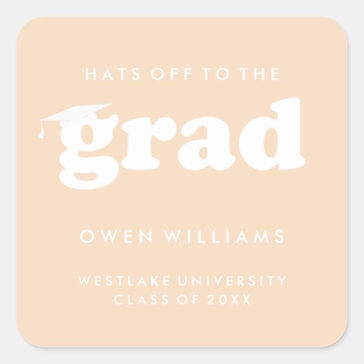 VETTE RETRO PETTEN WEG AAN DE AFSTUDEERDERS AFSTUD VIERKANTE STICKER (Voorkant)