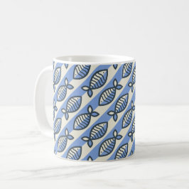 Vette retro-vis blauw werppijp koffiemok