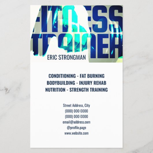 Vette reuzenblend fitnesstrainer blauw flyer (Achterkant)