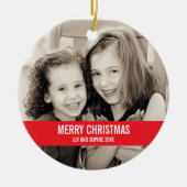 Vette rode en witte kerstversiering keramisch ornament (Voorkant)