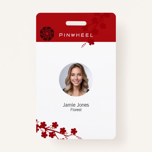 Vette rode Floral Badge (Voorkant)