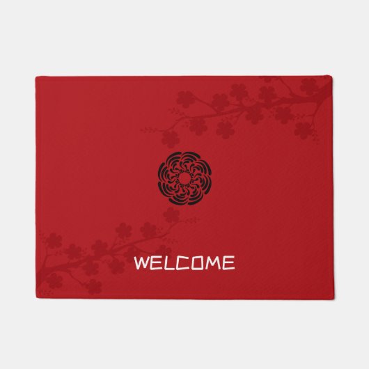 Vette rode Floral Deurmat (Voorkant)