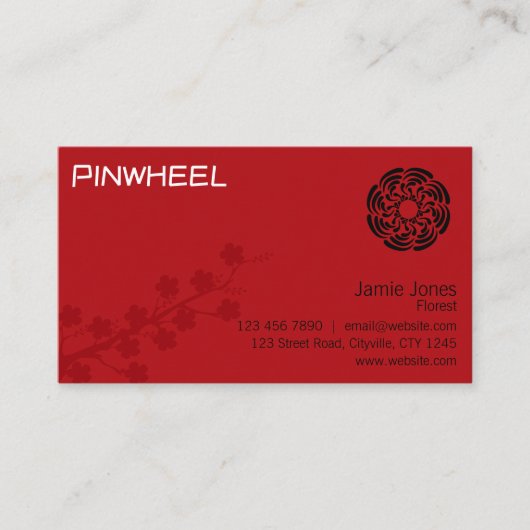 Vette rode Floral Visitekaartje (Voorkant)