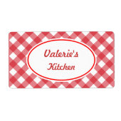 Vette rode Gingham-etiketten Etiket (Voorkant)