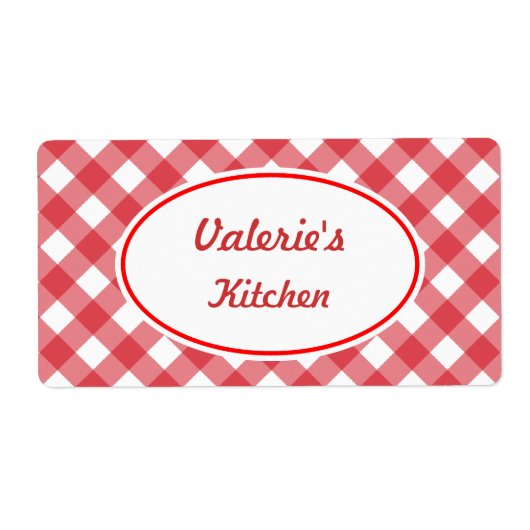 Vette rode Gingham-etiketten Etiket (Voorkant)