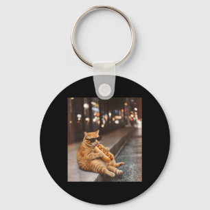 Vette Rode Kat Eet Hotdog Grappige Glizzy Meme Hee Sleutelhanger