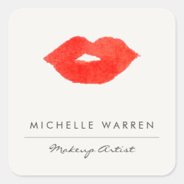 Vette rode lippen Waterverf make-up artiest Vierkante Sticker