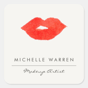 Vette rode lippen Waterverf make-up artiest Vierkante Sticker