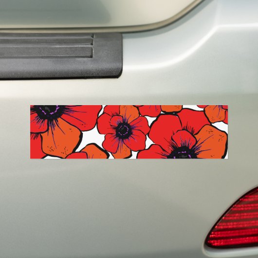 Vette rode Oranje papaver Bumpersticker (Op auto)