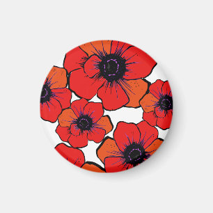 Vette rode Oranje papaver Magneet