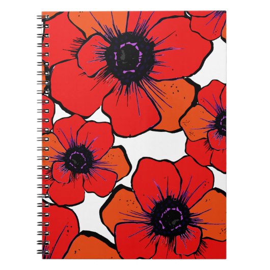 Vette rode Oranje papaver Notitieboek (Voorkant)