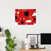 Vette rode Oranje papaver Poster (Thuiskantoor)