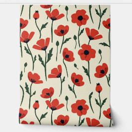 Vette rode papavers | Klassiek bloempatroon Behang