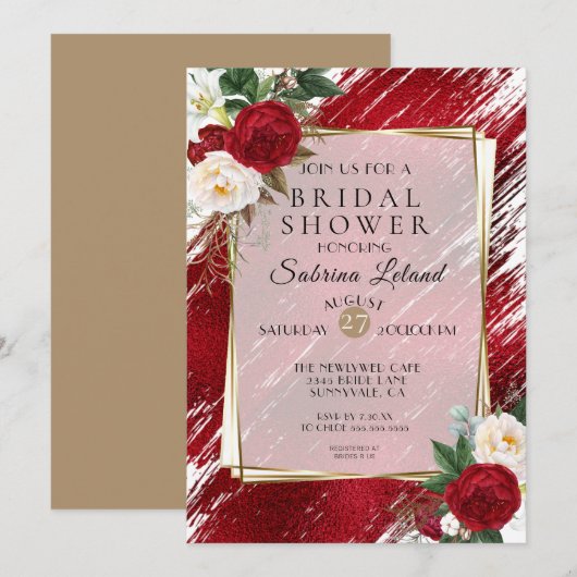 Vette rode volken en Crimson Paint Stroke Kaart (Voorkant / Achterkant)