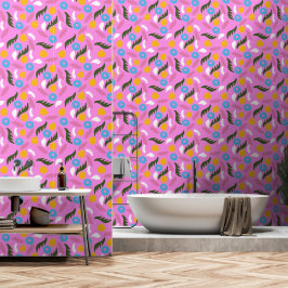 vette roze bloemrijke abstracte moderne mooie Beha Behang