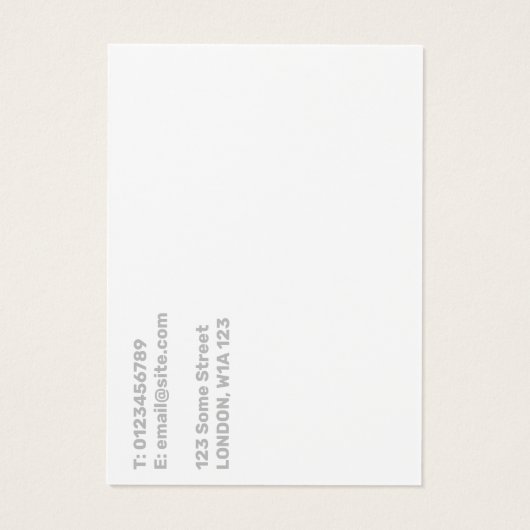 Vette roze en grijze opmaakkaart voor typografie visitekaartje (Achterkant)