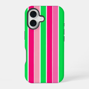 Vette roze en groene strepen iPhone 16 hoesje