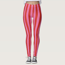 Vette roze en rode circus pretpark strepen leggings