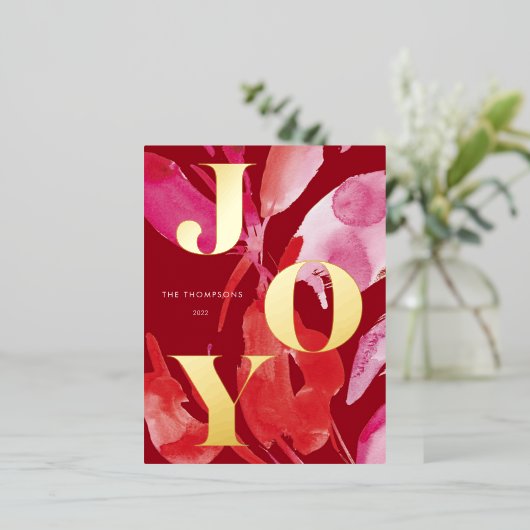 Vette roze en rode feestdag folie feestdagen briefkaart (Staand Voorkant)