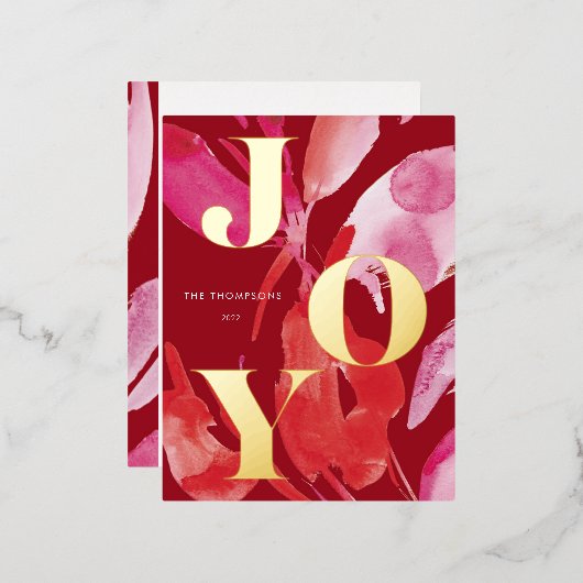 Vette roze en rode feestdag folie feestdagen briefkaart (Voorkant / Achterkant)