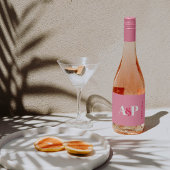 Vette roze en witte typografie Valentijnsdag Sparkling Wijnetiket