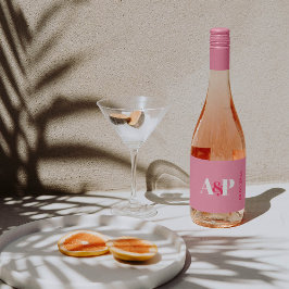 Vette roze en witte typografie Valentijnsdag Sparkling Wijnetiket