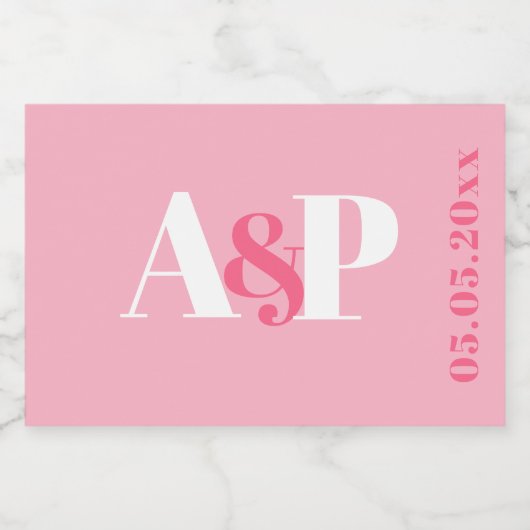 Vette roze en witte typografie Valentijnsdag Sparkling Wijnetiket (Enkel label)