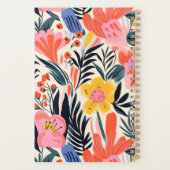 Vette roze gele bloempatroon gepersonaliseerd 2025 planner (Achterkant)