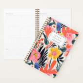 Vette roze gele bloempatroon gepersonaliseerd 2025 planner (Display)