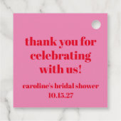 Vette roze rode aangepaste bruidsdouche bedankje bedankjes labels (Achterkant)