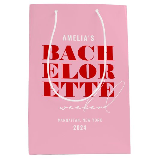 Vette Roze & Rode Meidenavakantie Medium Cadeauzakje (Voorkant)
