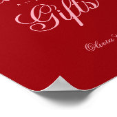 Vette roze rode script kaarten cadeaus tafel bord poster (Hoek)