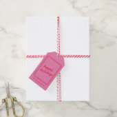 Vette Roze Rode Whimsical Rand Zalig Kerstfeest Cadeaulabel (Met Touw)