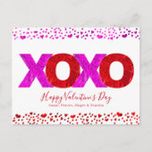 Vette roze roze rode XOXO Valentijn op de dag hart Feestdagenkaart (Voorkant)